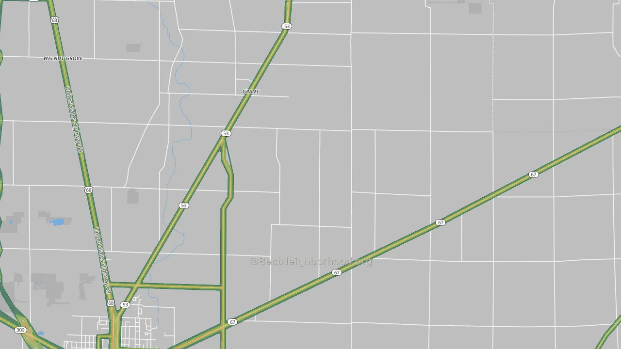 Grant, OH Map of Noise Levels in Grant