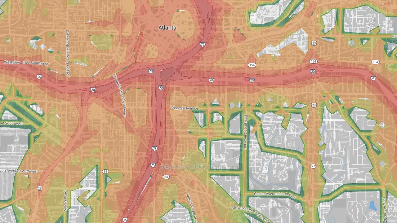 Grant Park, Atlanta, GA Map of Noise Levels in Grant Park