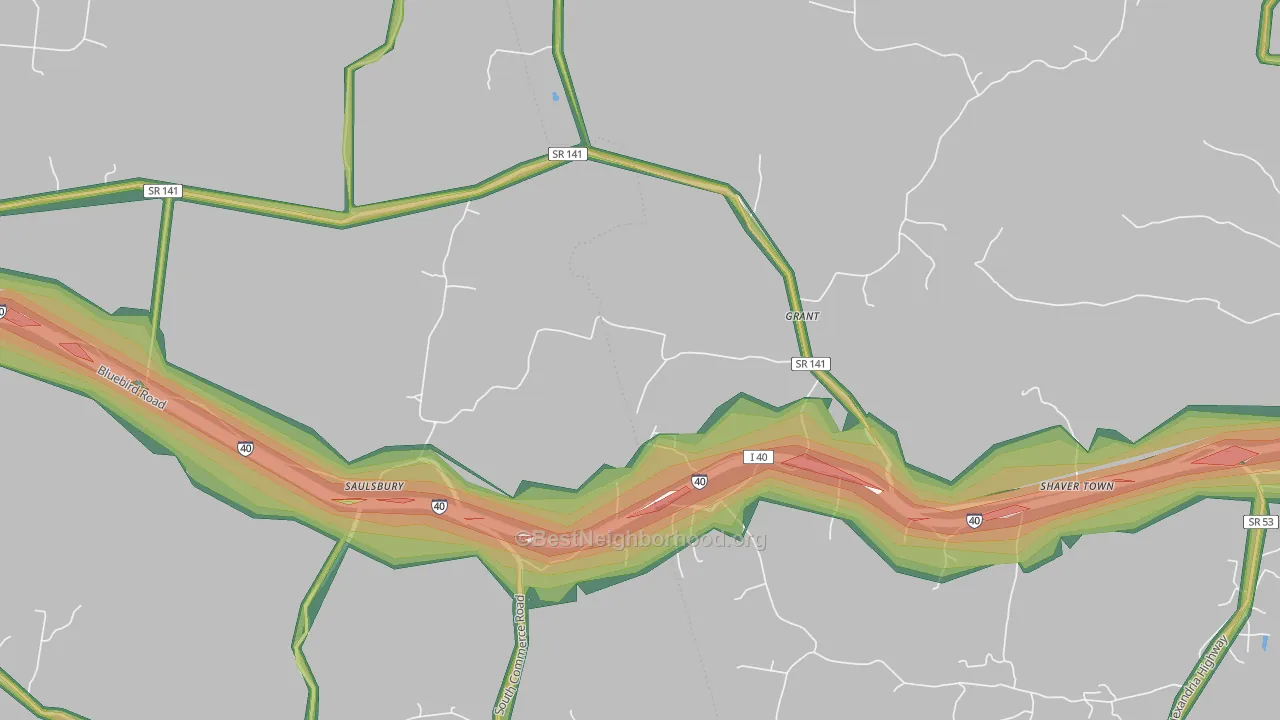 Grant, TN Map of Noise Levels in Grant