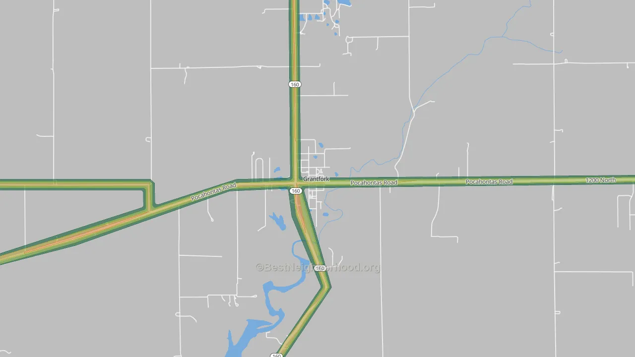 Grantfork, IL Map of Noise Levels in Grantfork