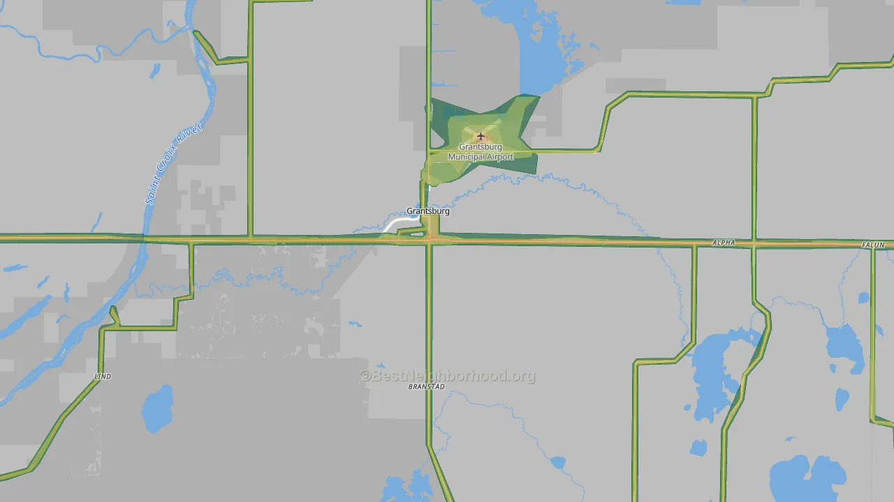 Grantsburg, WI Map of Noise Levels in Grantsburg