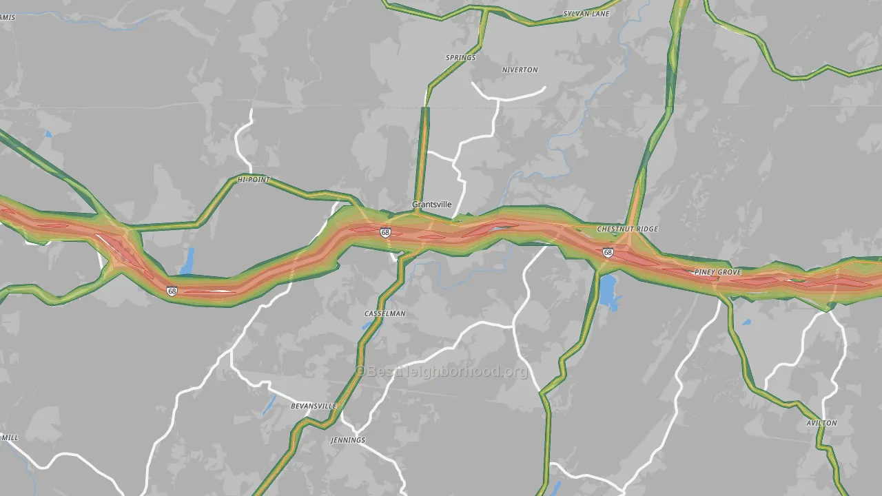 Grantsville, MD Map of Noise Levels in Grantsville