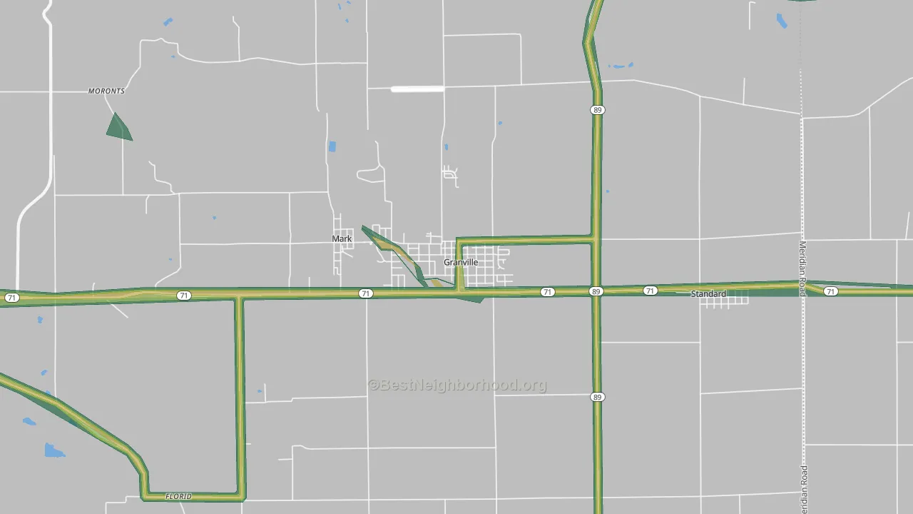 Granville, IL Map of Noise Levels in Granville