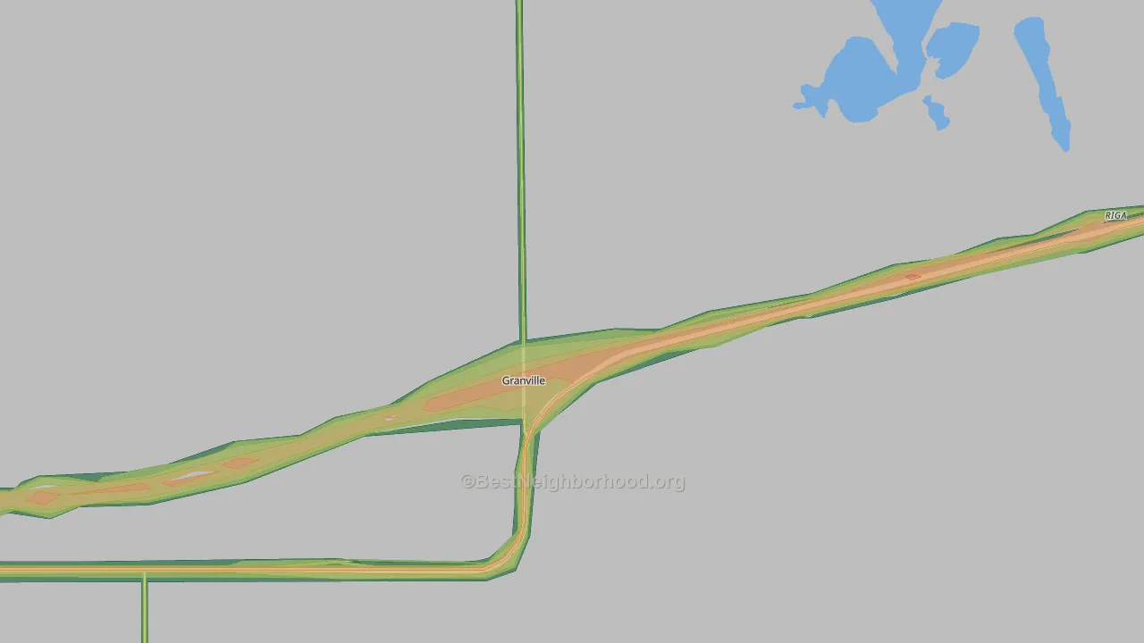 Granville, ND Map of Noise Levels in Granville