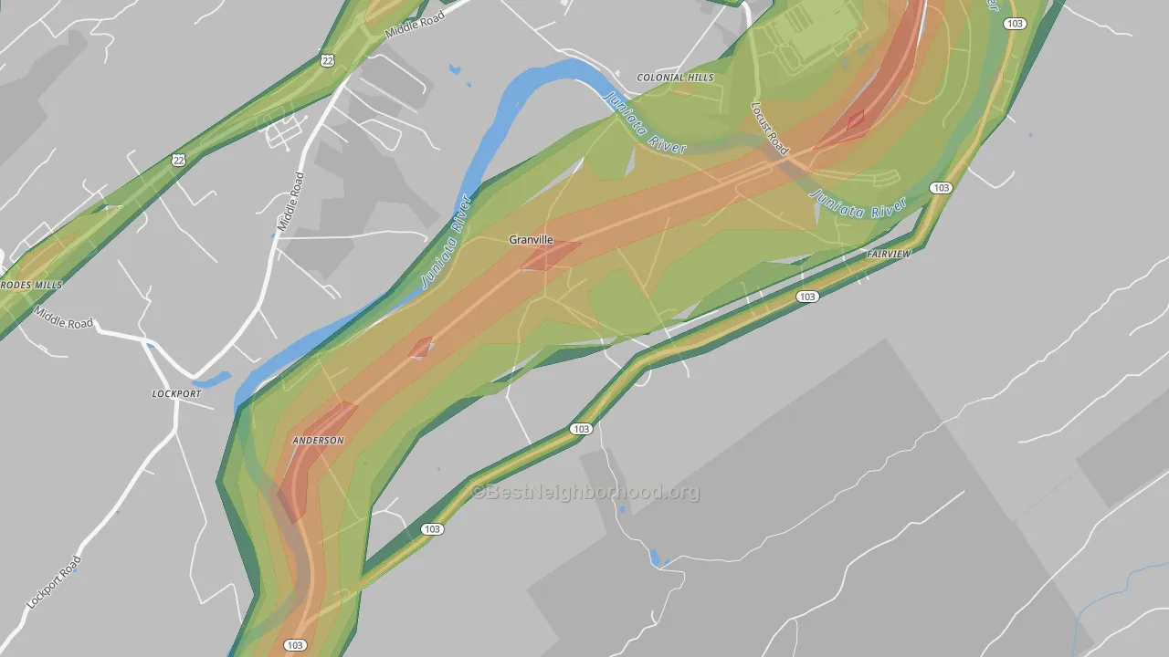 Granville, PA Map of Noise Levels in Granville