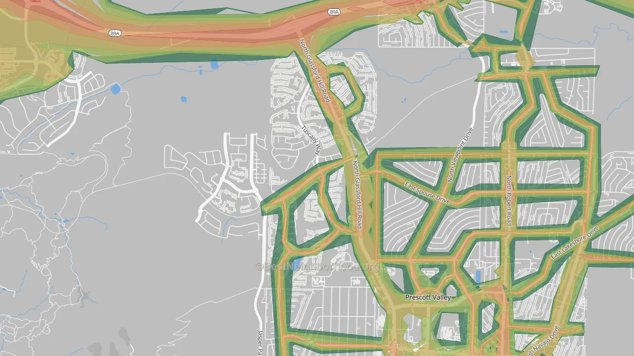 Granville, Prescott Valley, AZ Map of Noise Levels in Granville
