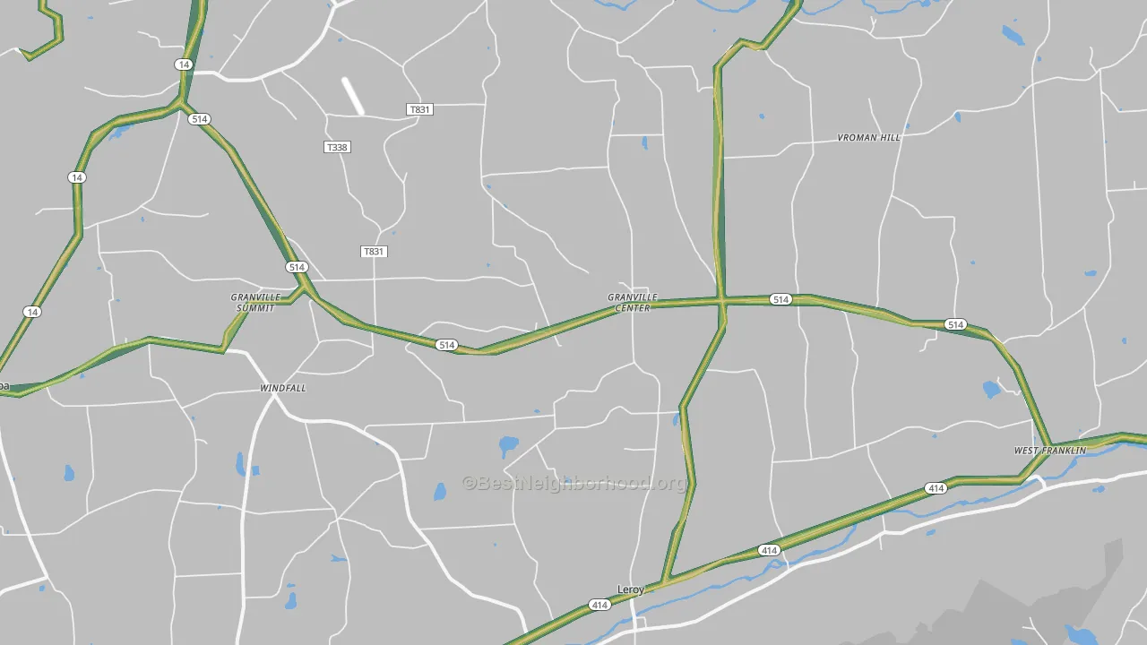Granville Summit, PA Map of Noise Levels in Granville Summit