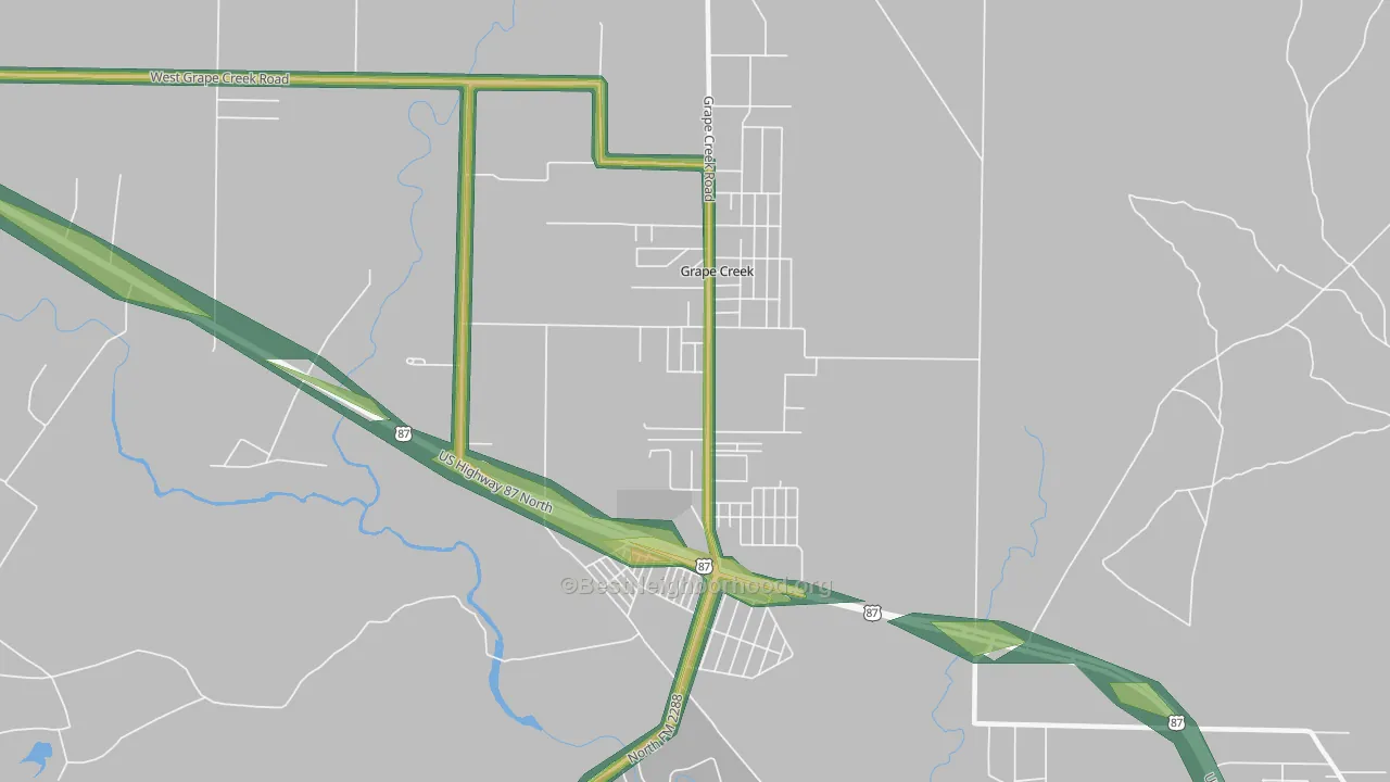 Grape Creek, TX Map of Noise Levels in Grape Creek
