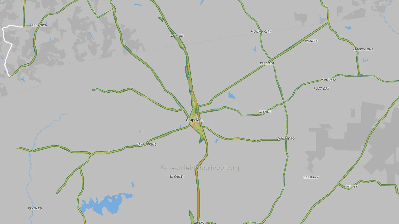 Grapeland, TX Map of Noise Levels in Grapeland