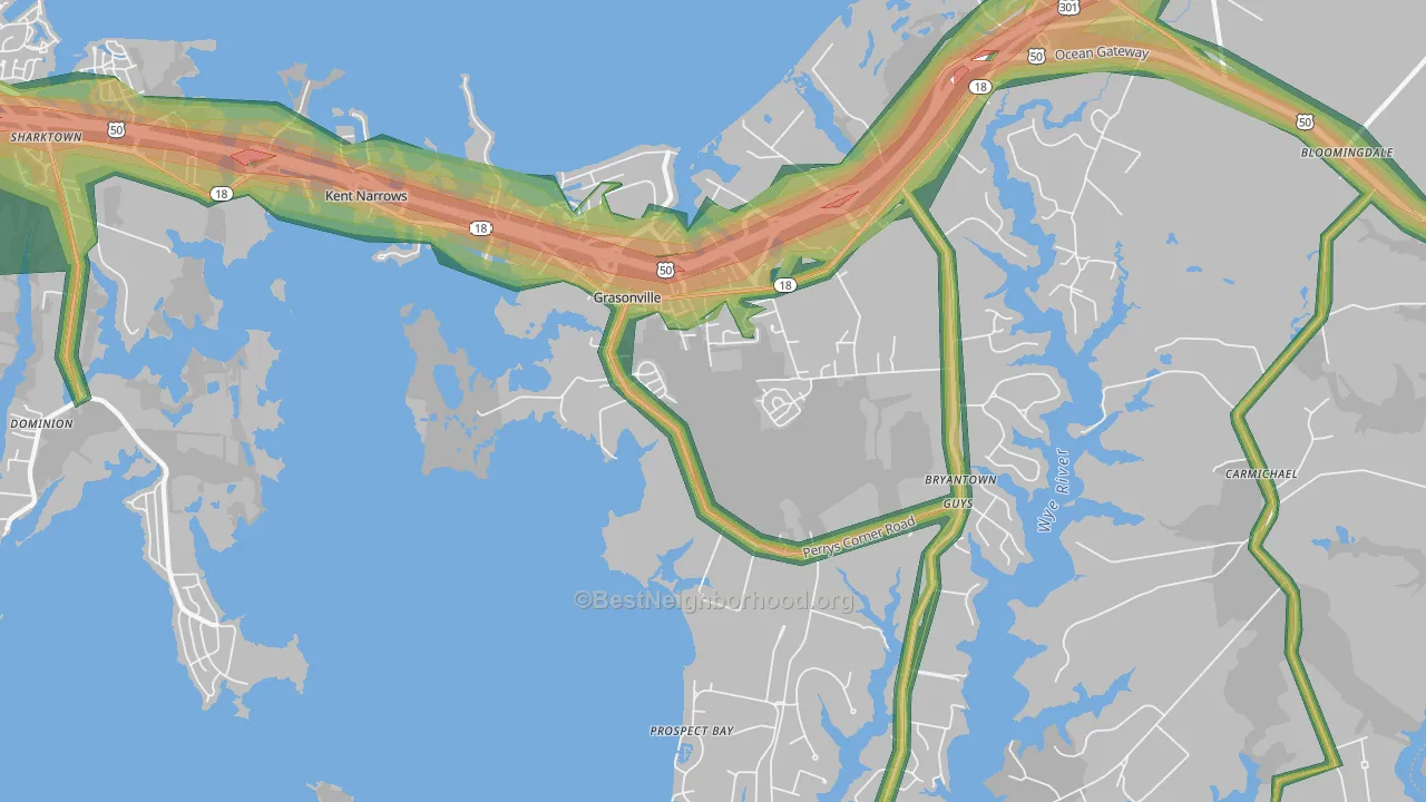 Grasonville, MD Map of Noise Levels in Grasonville
