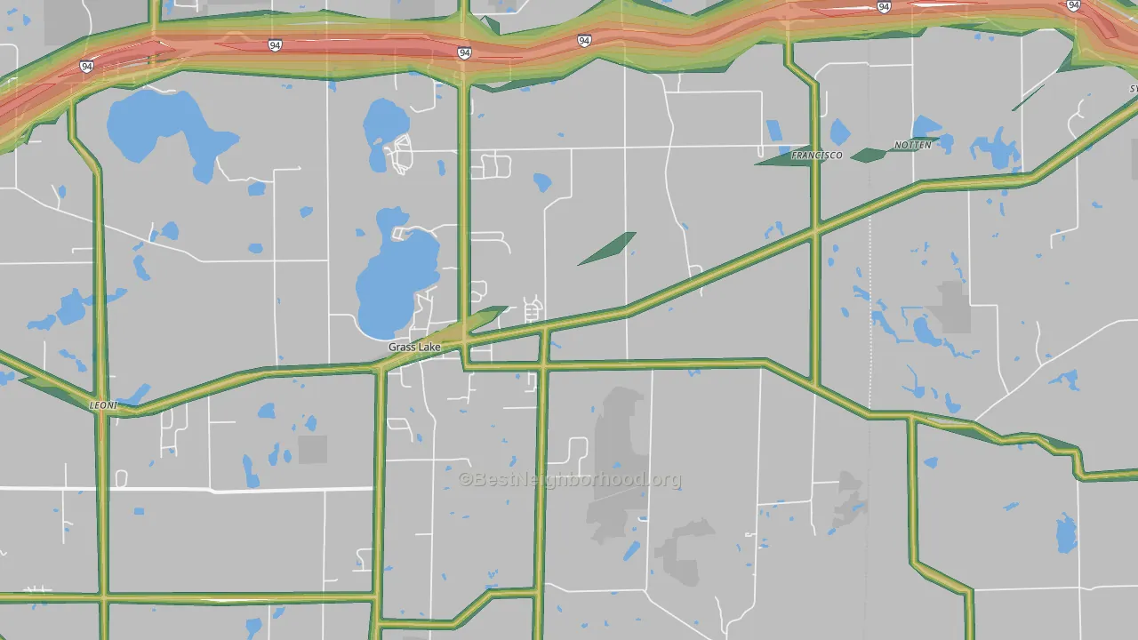 Grass Lake, MI Map of Noise Levels in Grass Lake