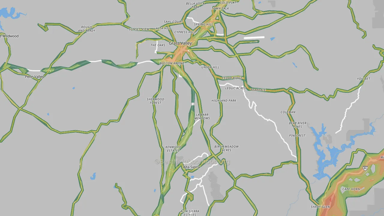 Grass Valley, CA Map of Noise Levels in Grass Valley