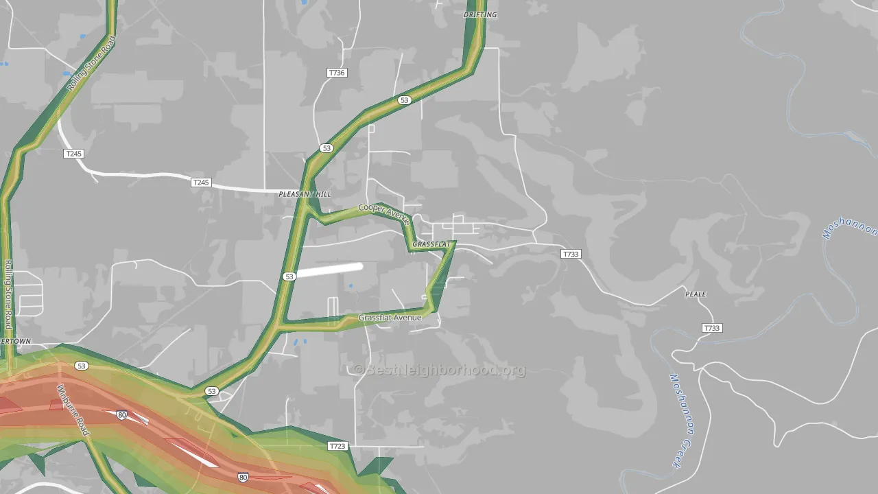 Grassflat, PA Map of Noise Levels in Grassflat