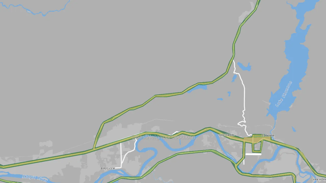 Grassmere, WA Map of Noise Levels in Grassmere