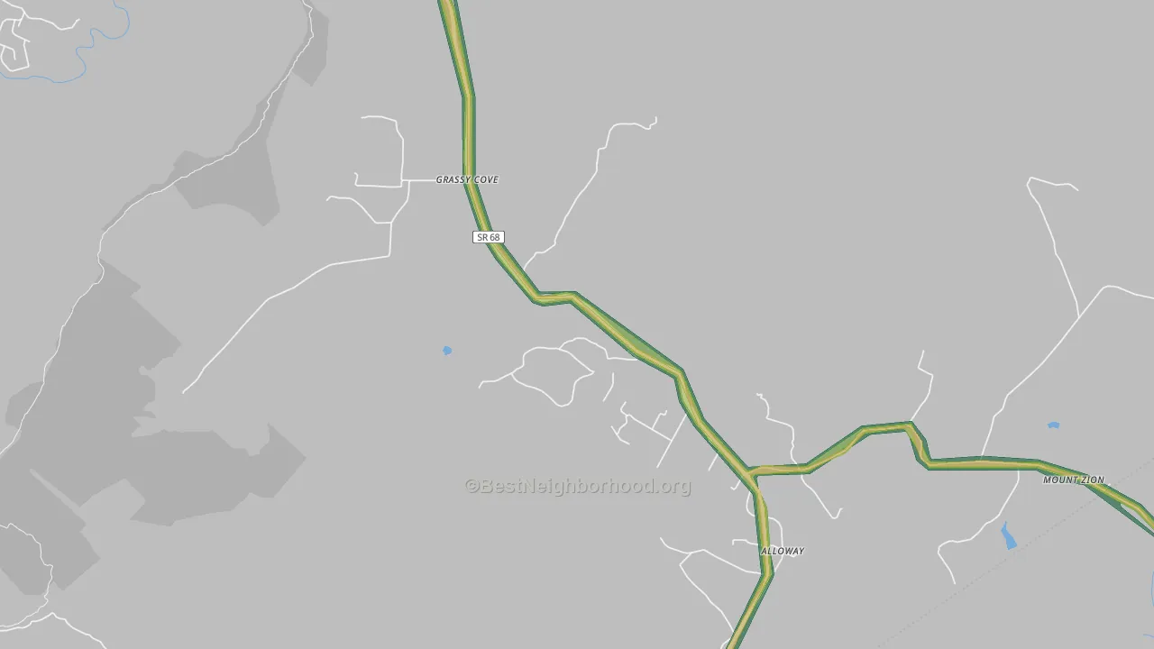 Grassy Cove, TN Map of Noise Levels in Grassy Cove