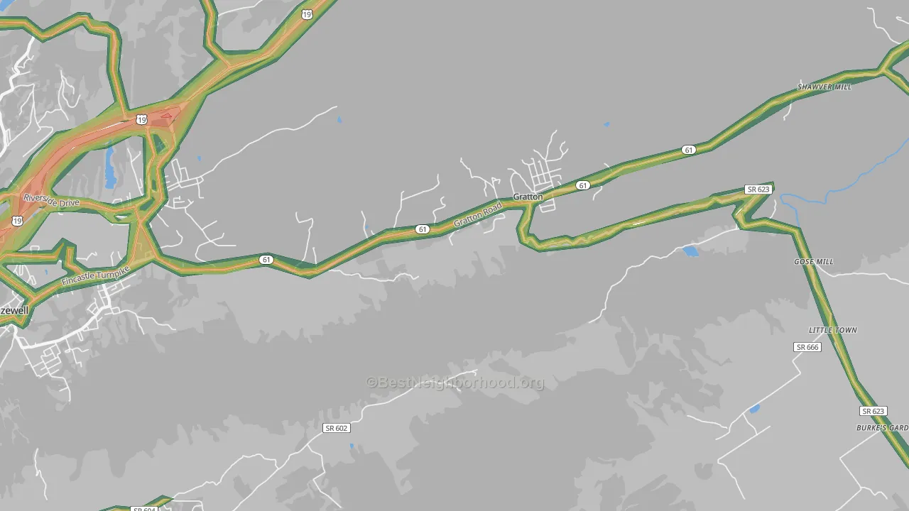 Gratton, VA Map of Noise Levels in Gratton