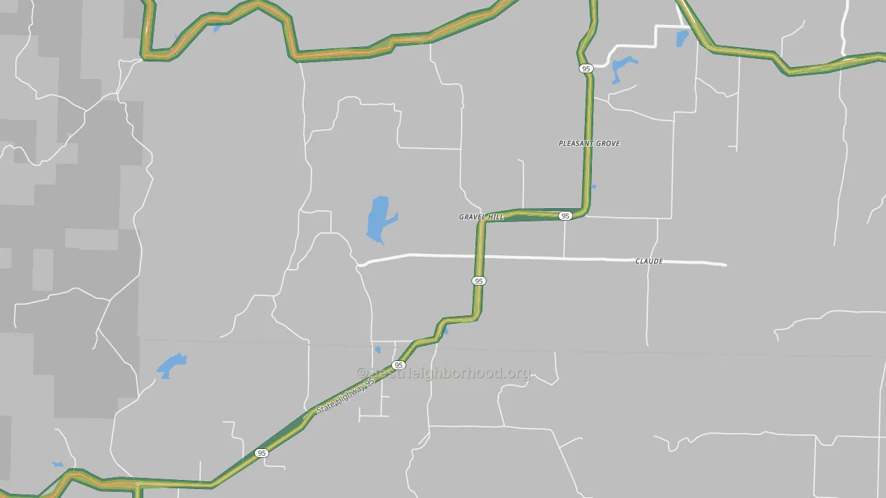 Gravel Hill, AR Map of Noise Levels in Gravel Hill