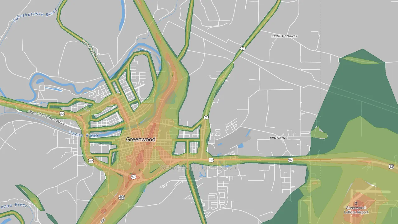 Gravel Hill, MS Map of Noise Levels in Gravel Hill