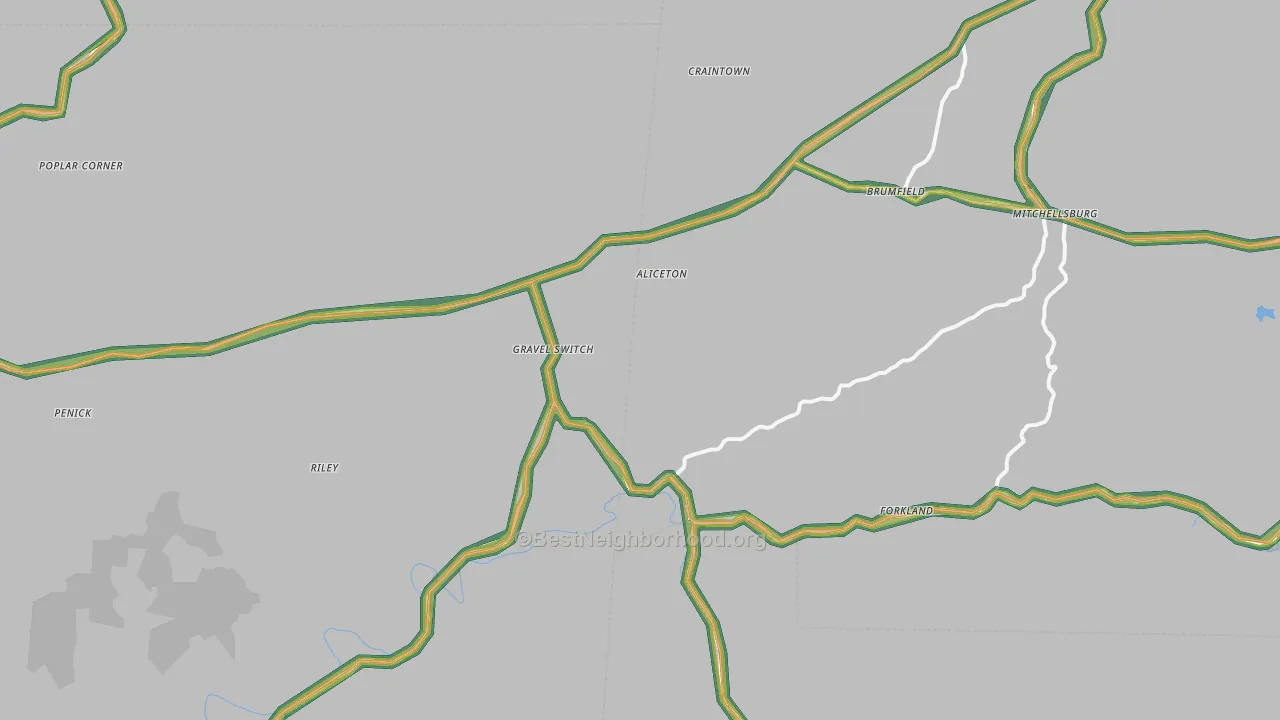 Gravel Switch, KY Map of Noise Levels in Gravel Switch