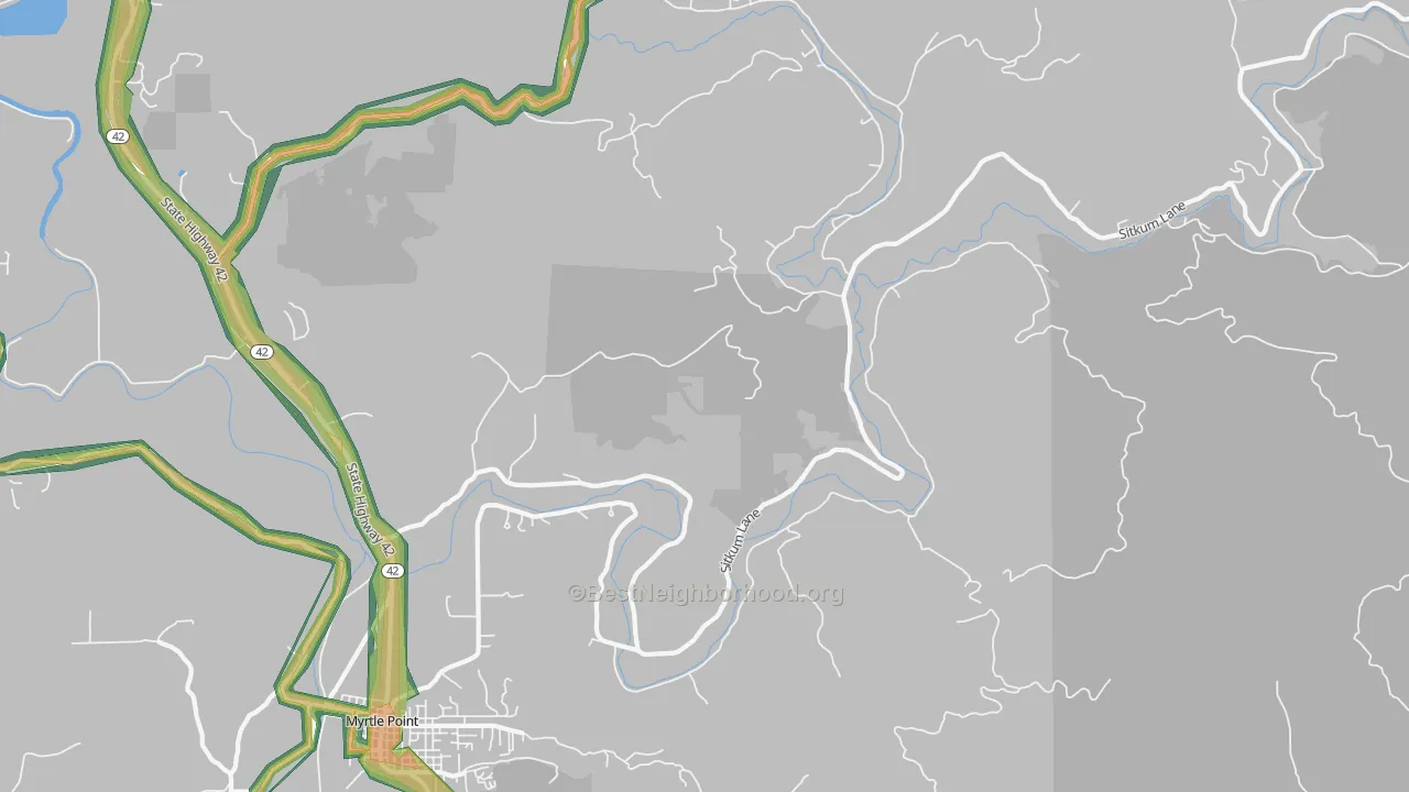 Gravelford, OR Map of Noise Levels in Gravelford