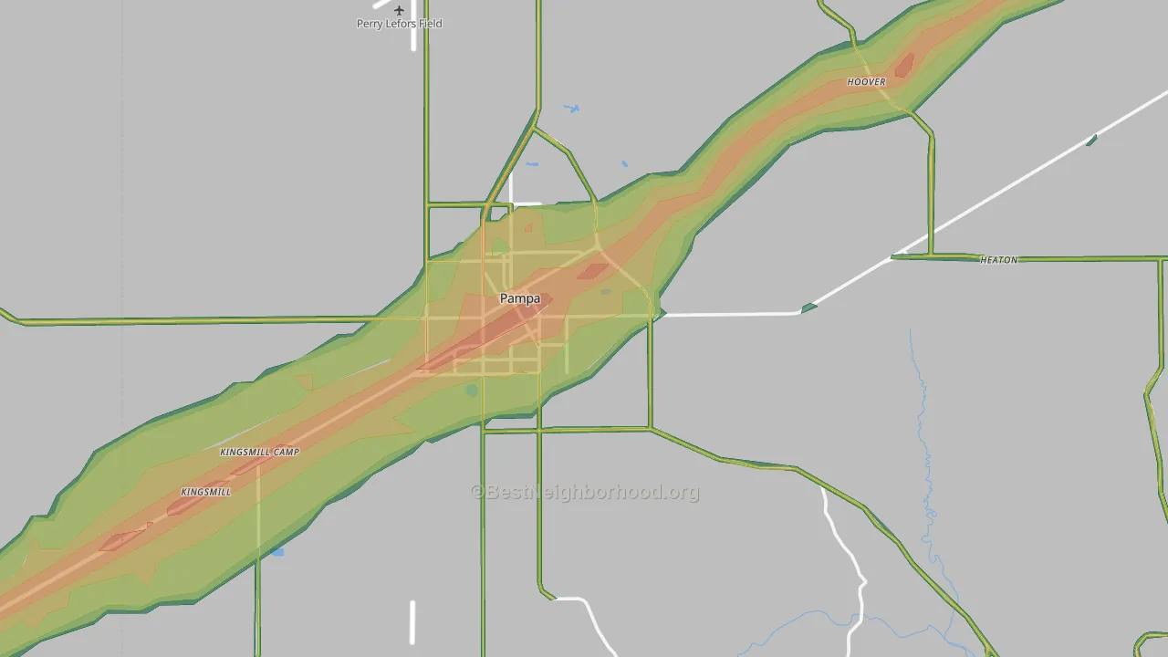 Gray County, TX Map of Noise Levels in Gray County
