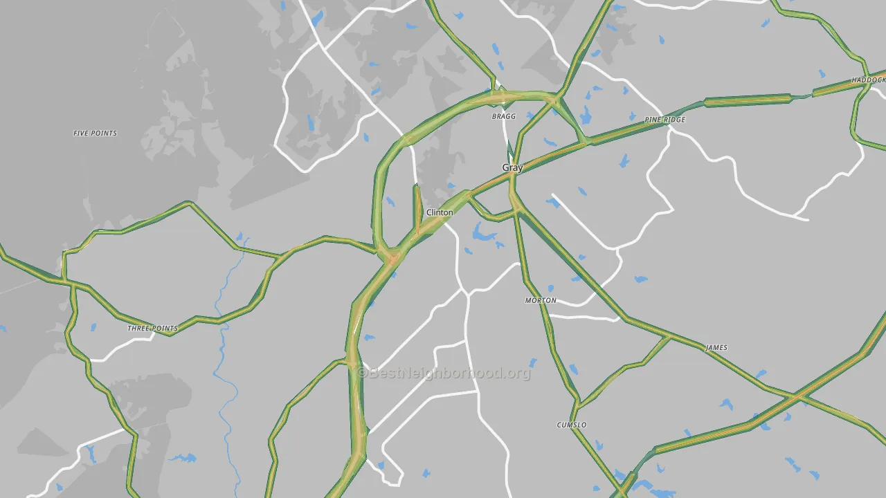 Gray, GA Map of Noise Levels in Gray