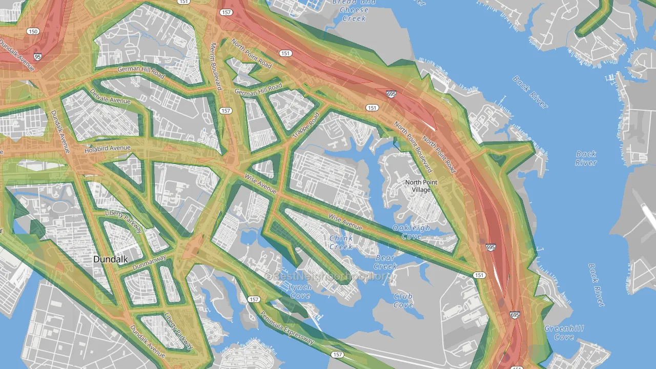 Gray Haven, Dundalk, MD Map of Noise Levels in Gray Haven