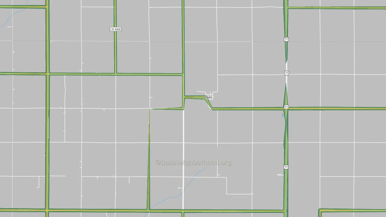 Gray, IA Map of Noise Levels in Gray