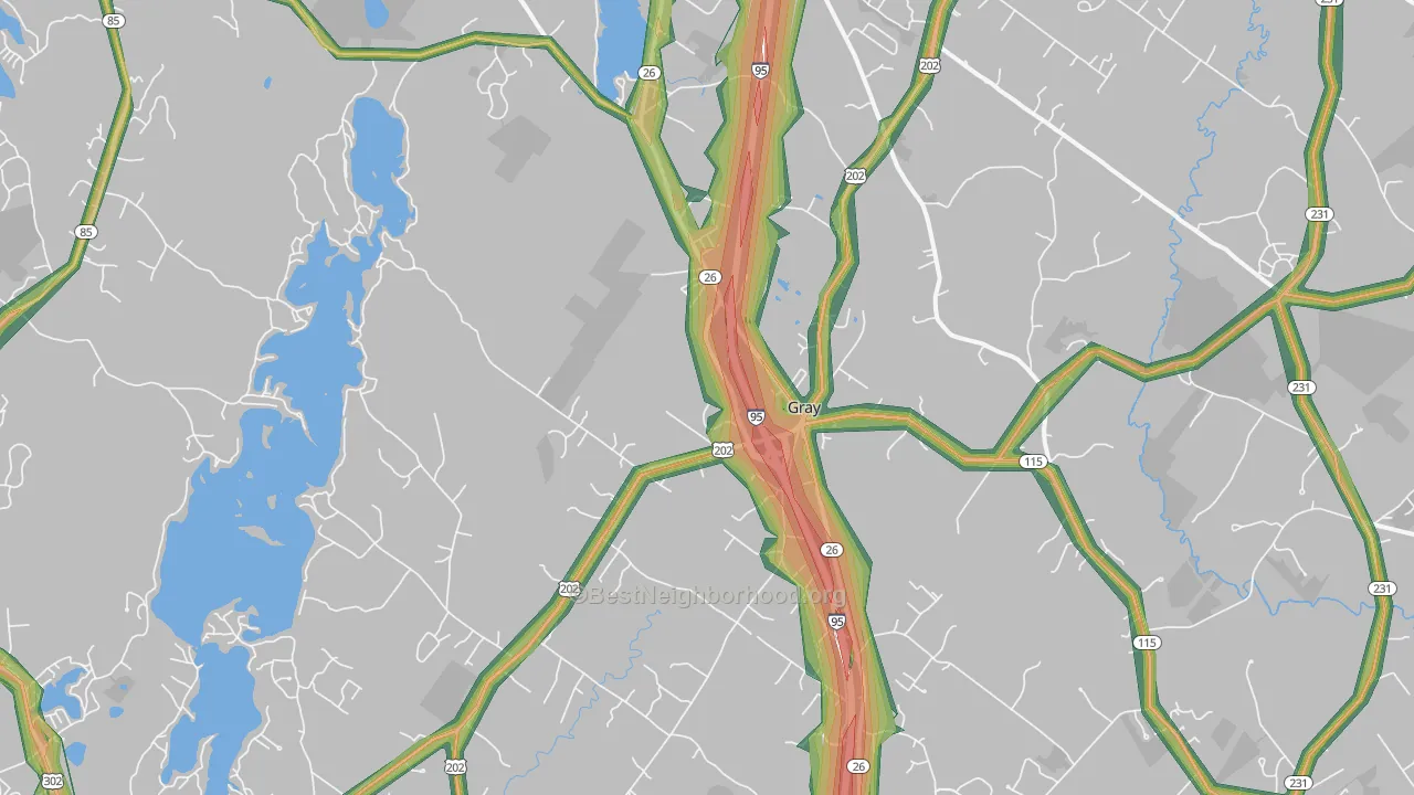 Gray, ME Map of Noise Levels in Gray