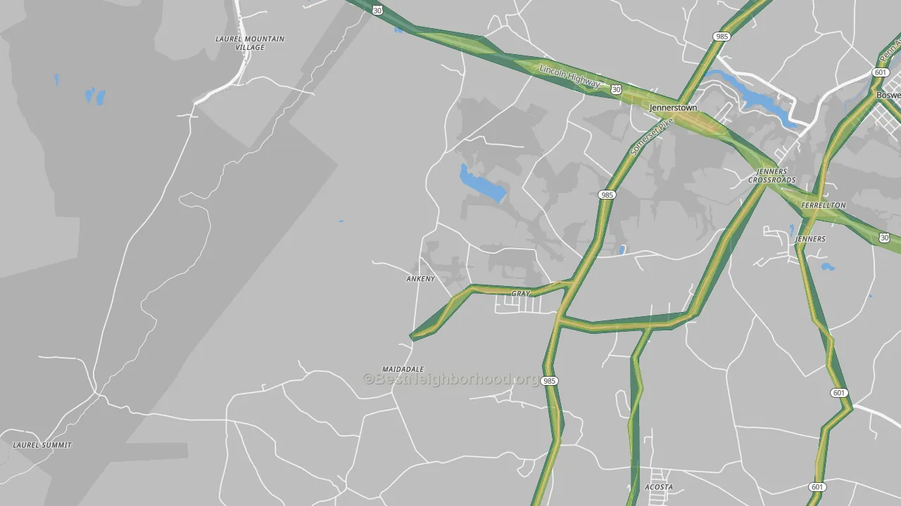 Gray, PA Map of Noise Levels in Gray