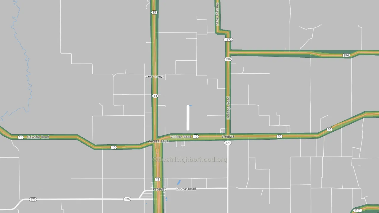 Gray Point, LA Map of Noise Levels in Gray Point