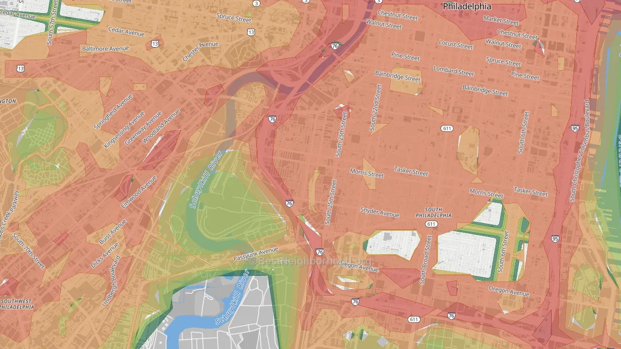 Grays Ferry, Philadelphia, PA Map of Noise Levels in Grays Ferry