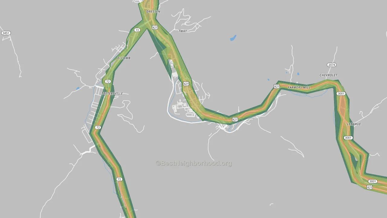 Grays Knob, KY Map of Noise Levels in Grays Knob