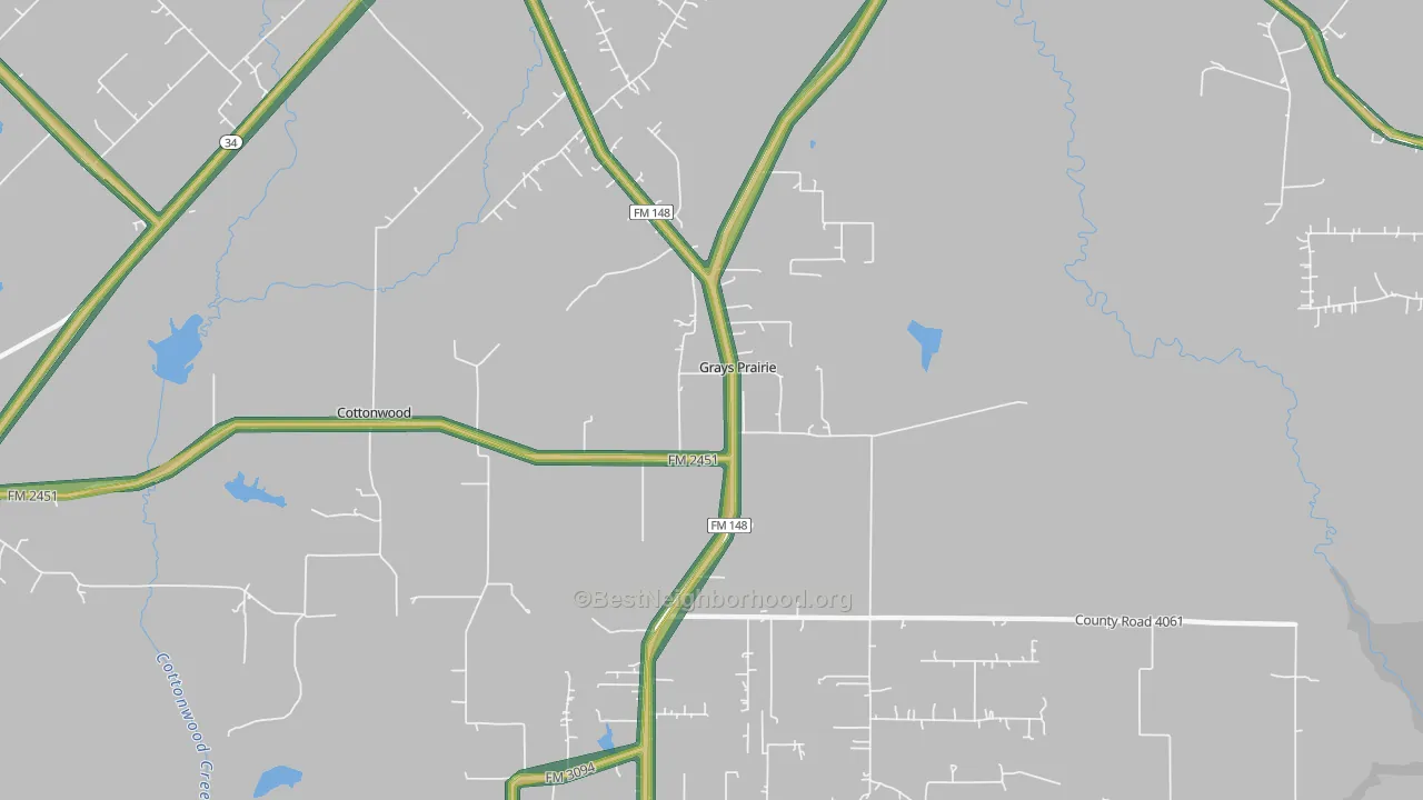 Grays Prairie, TX Map of Noise Levels in Grays Prairie