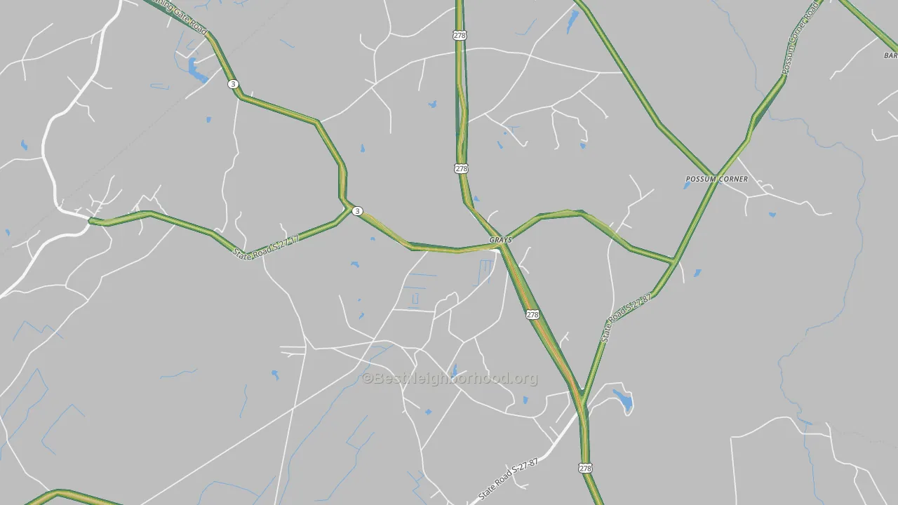 Grays, SC Map of Noise Levels in Grays