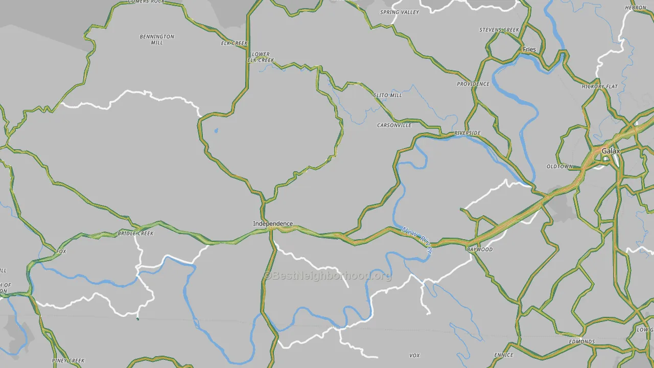 Grayson County, VA Map of Noise Levels in Grayson County