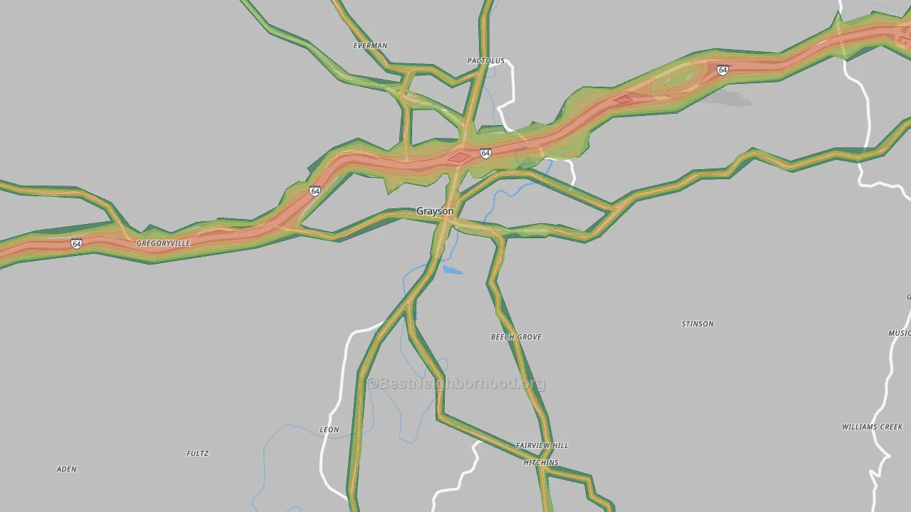 Grayson, KY Map of Noise Levels in Grayson