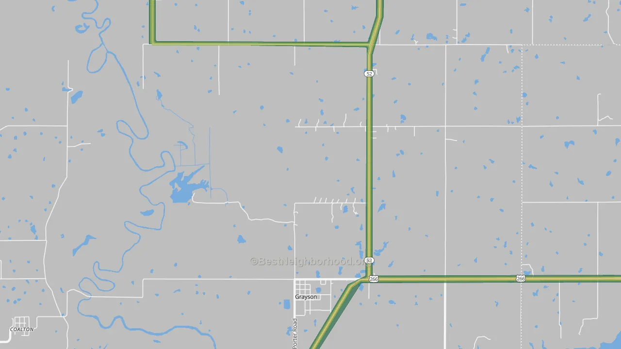 Grayson, OK Map of Noise Levels in Grayson