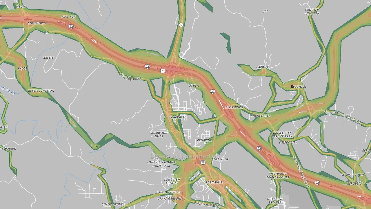 Graysville, AL Map of Noise Levels in Graysville