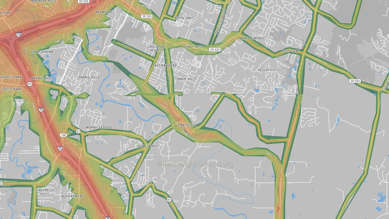 Graysville, GA Map of Noise Levels in Graysville