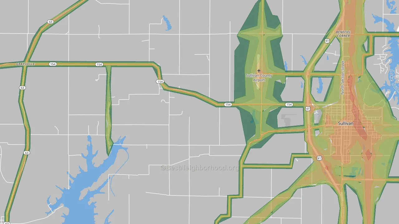 Graysville, IN Map of Noise Levels in Graysville