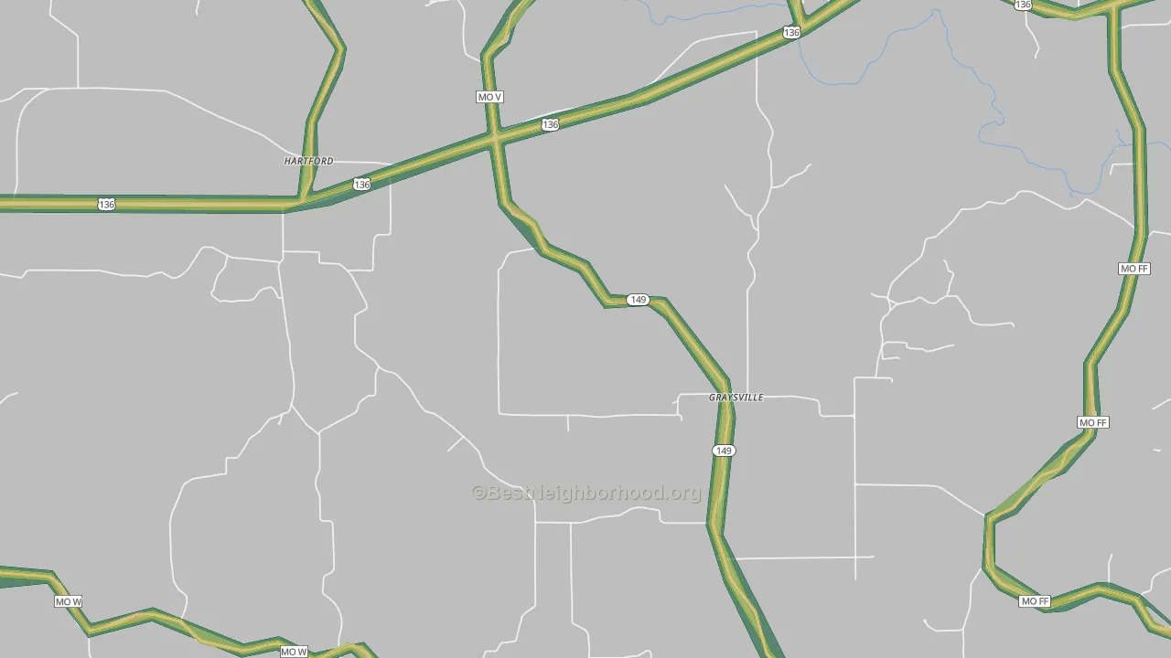 Graysville, MO Map of Noise Levels in Graysville