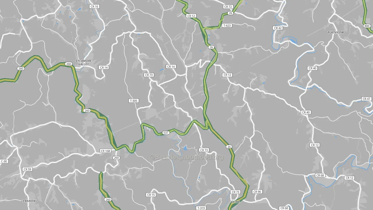 Graysville, OH Map of Noise Levels in Graysville