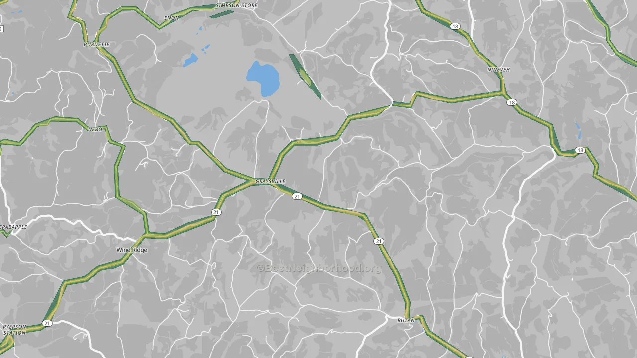 Graysville, PA Map of Noise Levels in Graysville