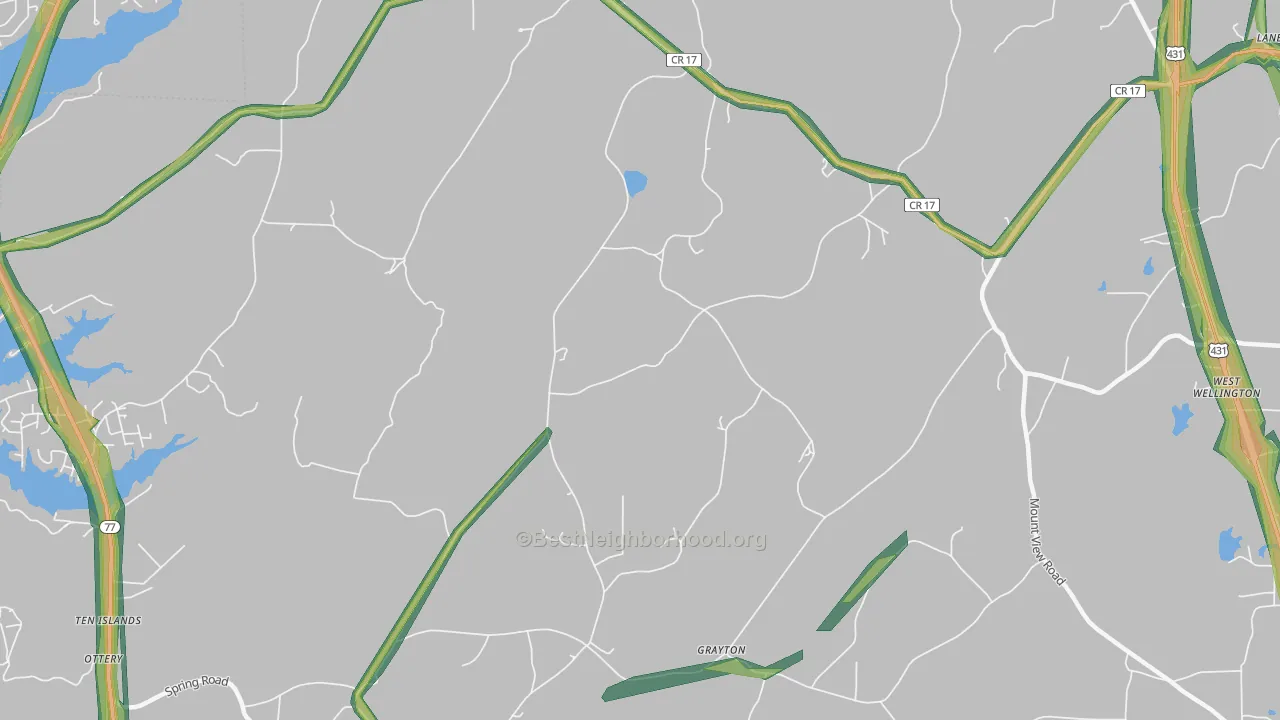 Grayton, AL Map of Noise Levels in Grayton