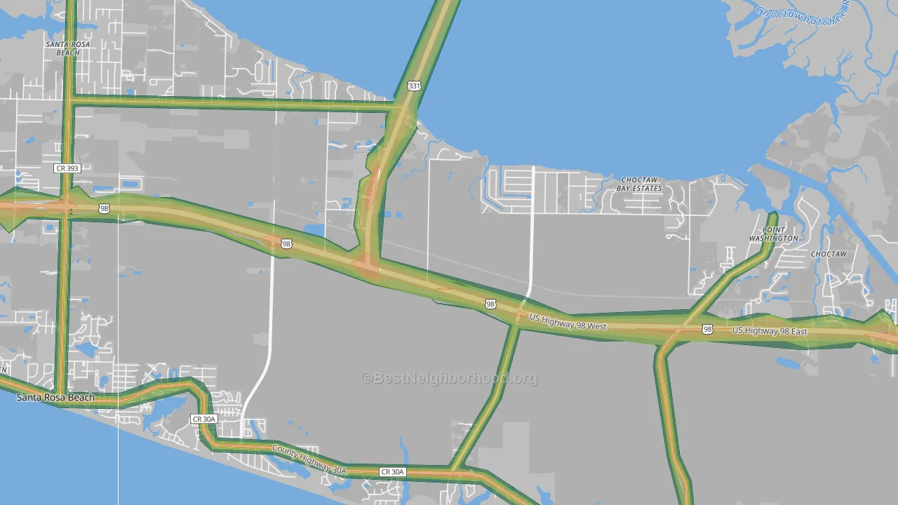 Grayton Beach, FL Map of Noise Levels in Grayton Beach