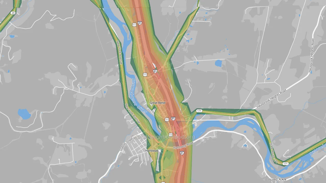 Great Bend, PA Map of Noise Levels in Great Bend