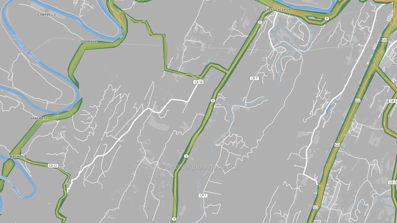 Great Cacapon, WV Map of Noise Levels in Great Cacapon