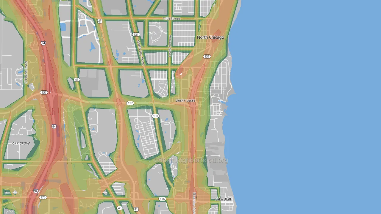 Great Lakes, IL Map of Noise Levels in Great Lakes
