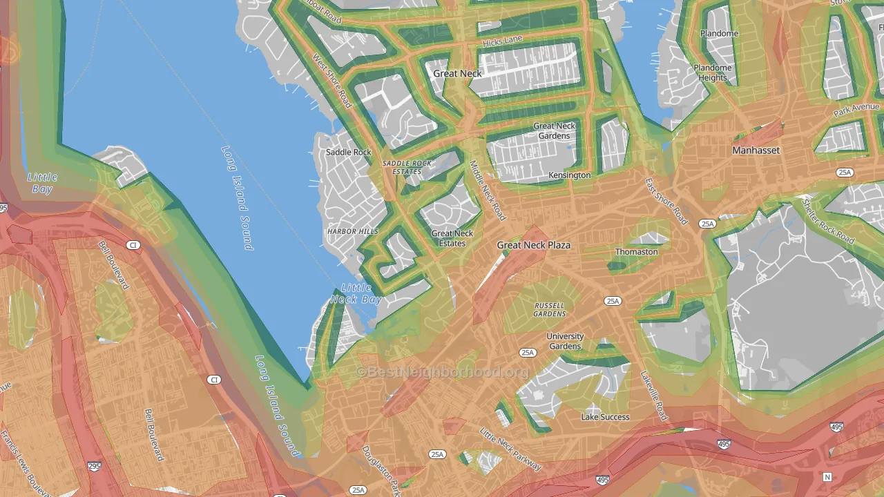 Great Neck Estates, NY Map of Noise Levels in Great Neck Estates